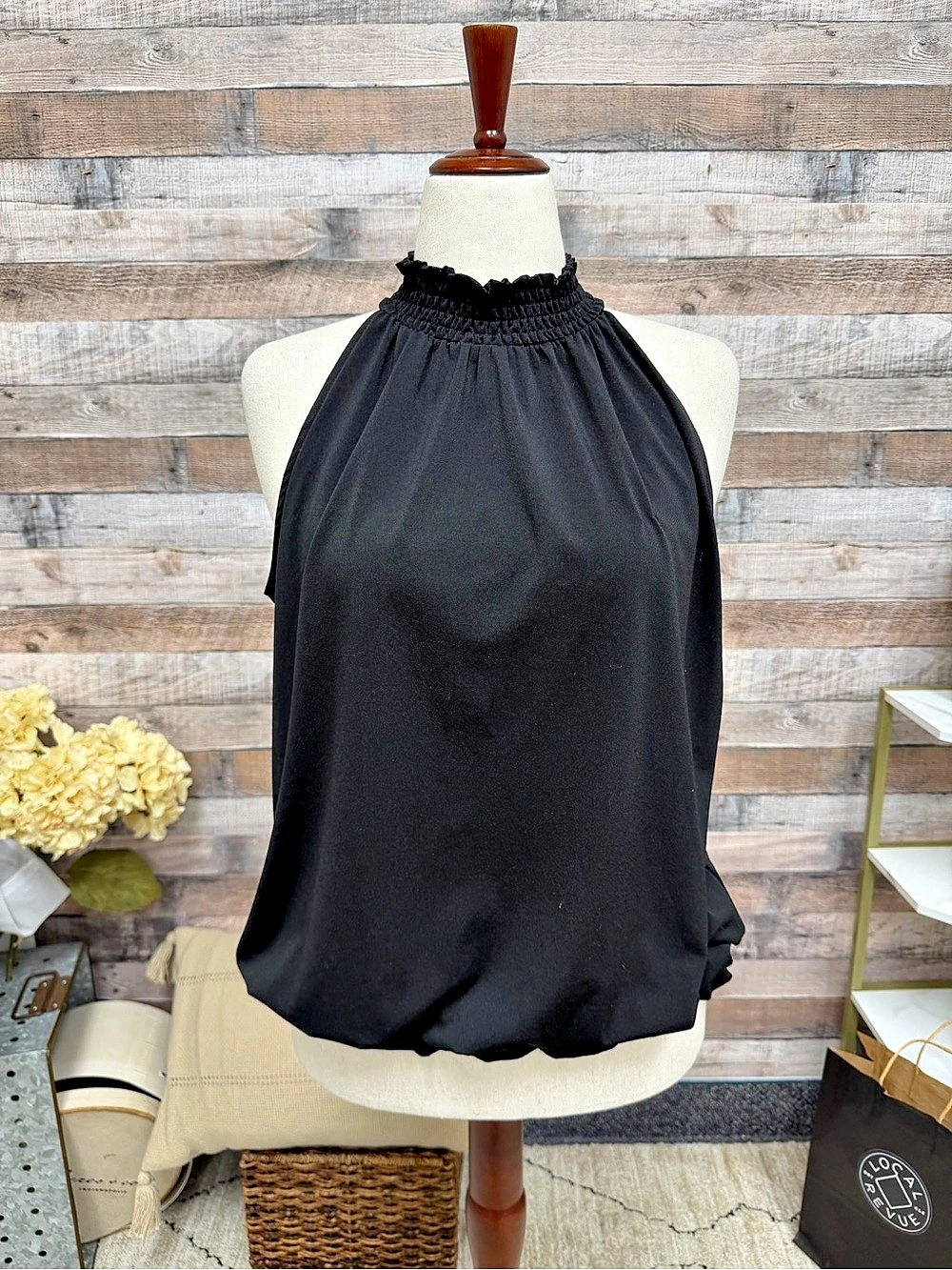 Adrianna Papell black sleeveless mock neck blouse XL
